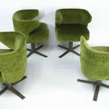 Set of four green Gianni Moscatelli Swivel Poney Chairs for Formanova, 70s