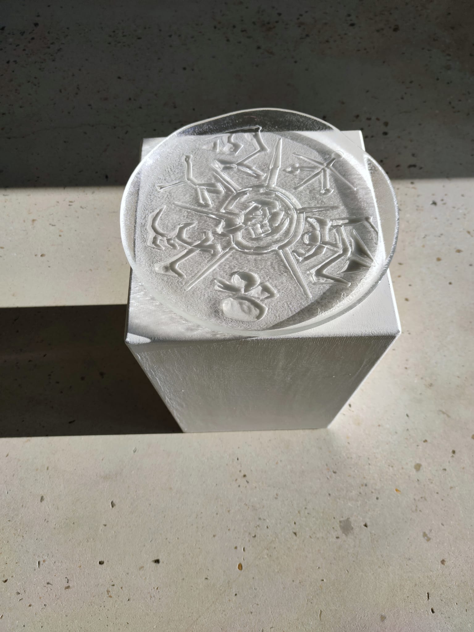 Glass dish by Arnaldo Pomodoro Ars D Milano