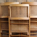 Set of 5 wooden folding chairs caned