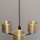 Three-light chandelier in mother-of-pearl and brass, Maison Arlus, France, circa 1950.
