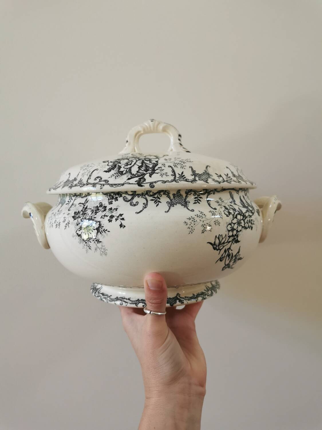 Old HC soup tureen, iron earth