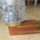 Set of 3-branched chandelier wood/brass/glass, 50-60s