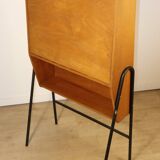 Vintage 1960s wooden secretary with metal legs.