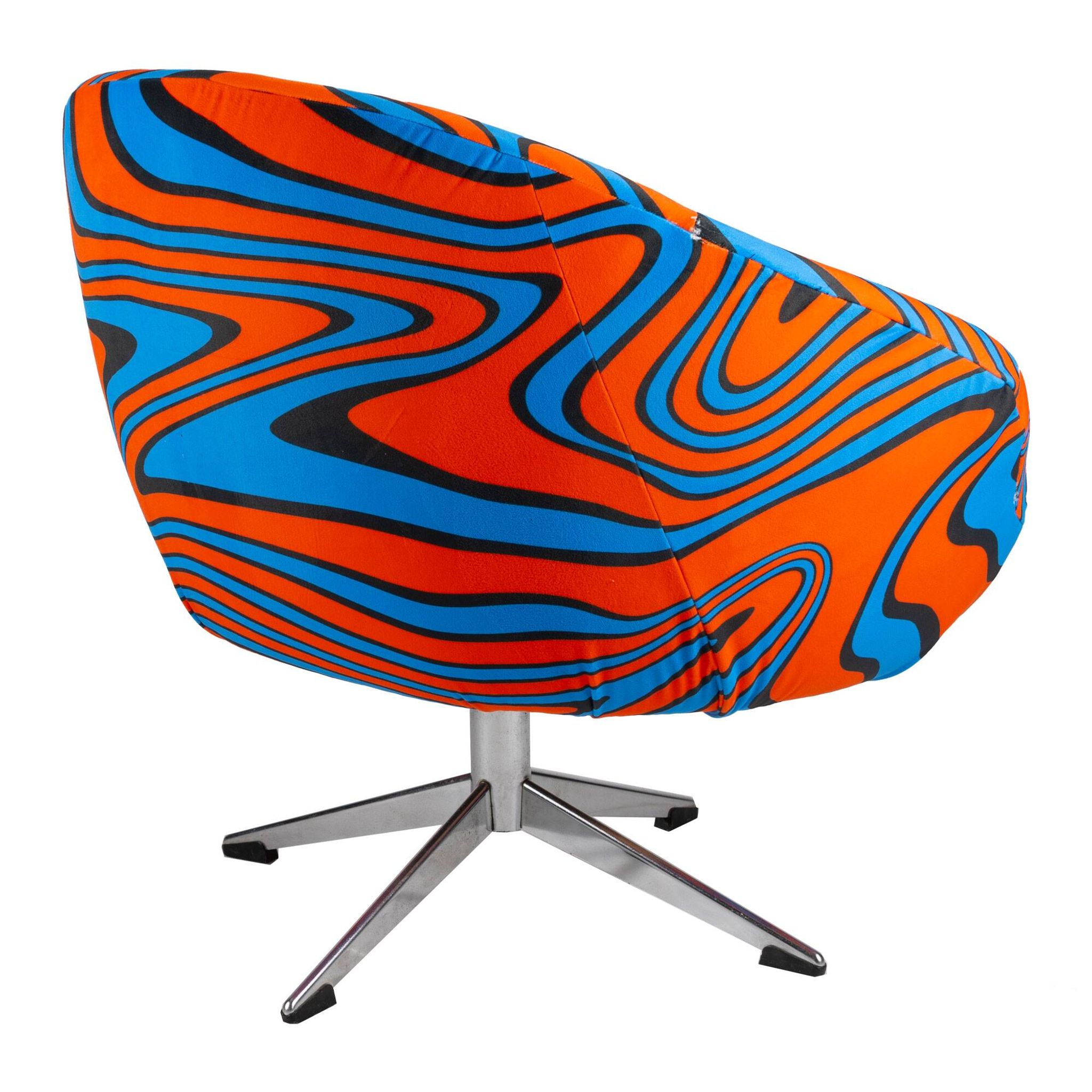 Fauteuil cocktail psychédélique orange et bleue C14 des années 70