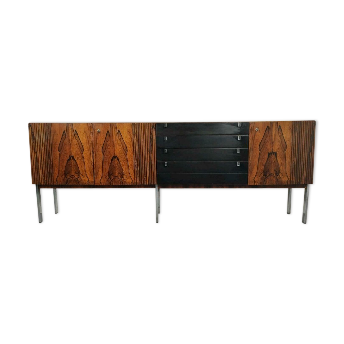Vintage rosewood sideboard, chrome 1960
