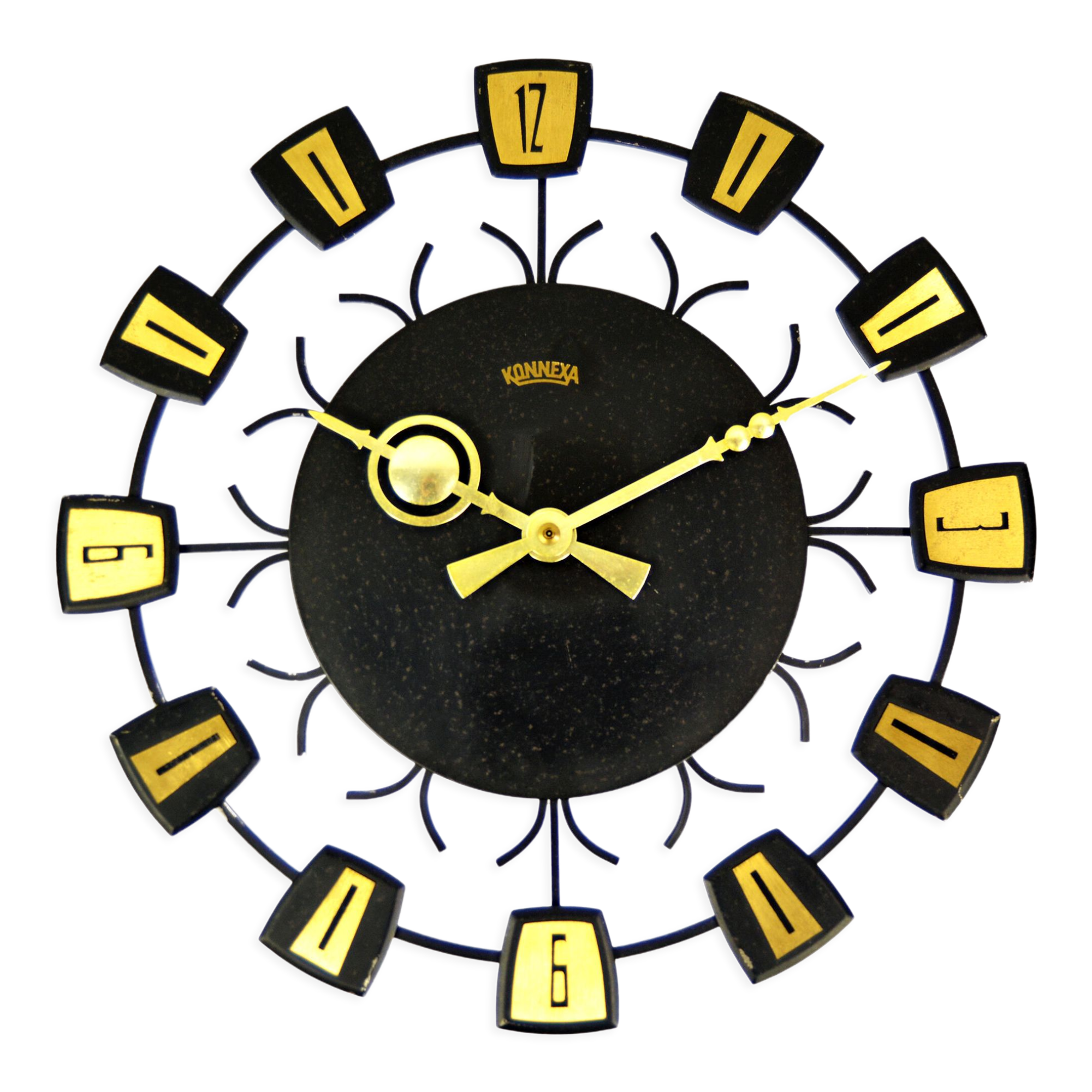 1970s sun-type hanging clock, Konnexa, Germany