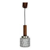 Scandinavian suspension made of moulded glass and teak, 1960s.