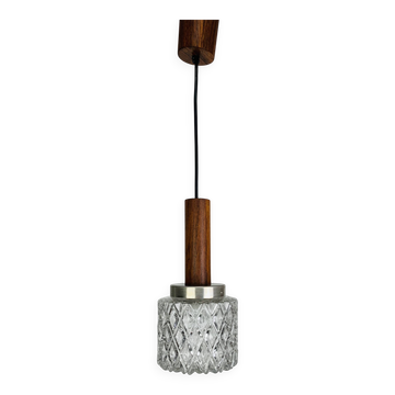 Scandinavian suspension made of moulded glass and teak, 1960s.
