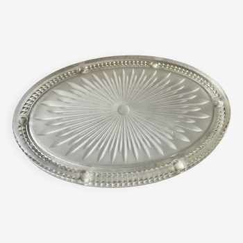 Dessous de plat ovale verre pressé art déco 1900