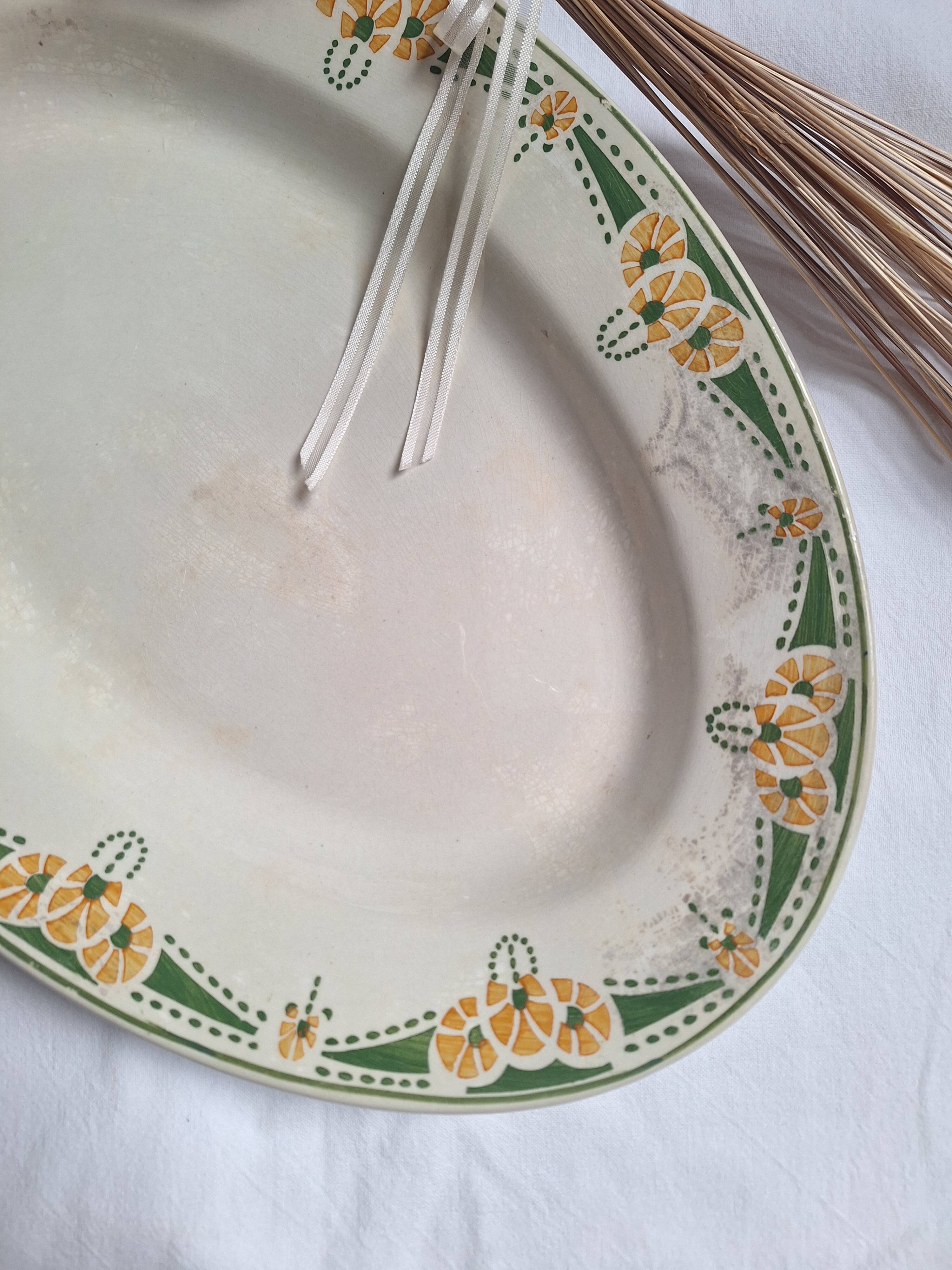 Longwy art deco oval dish
