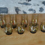 Set of 8 smoked glasses with 70s patterns