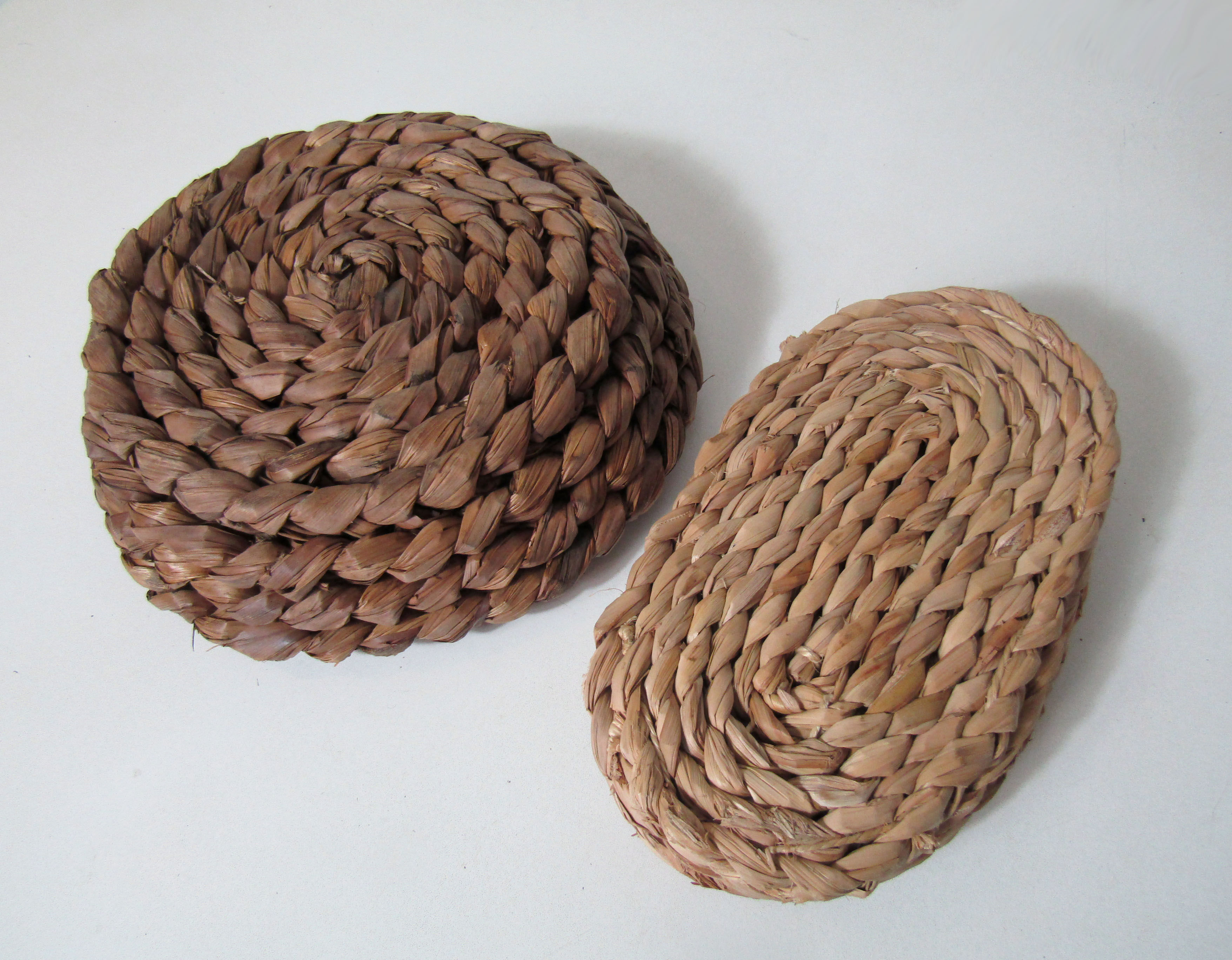 2 old banneton straw baskets