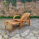 Chaise longue en rotin et osier