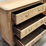 Old chest of drawers with three drawers in raw solid oak
