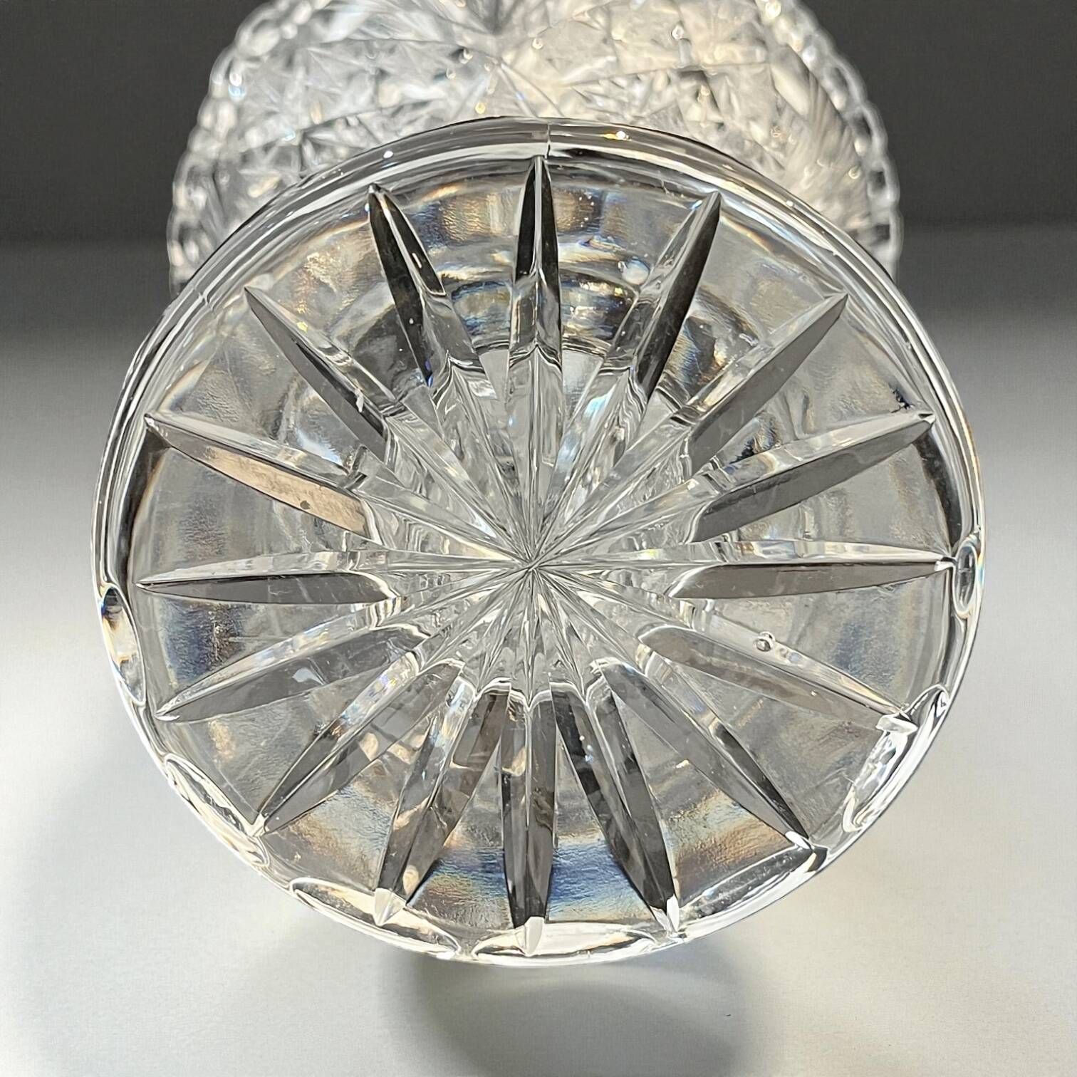 Bohemian crystal trumpet vase on foot vintage crystal vase 1940