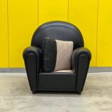 Poltrona Frau “Vanity Fair” XC Armchair in Genuine Black Leather.