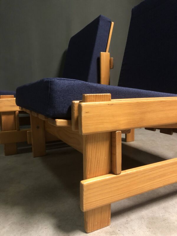 Rare paire de chaises longues niko kralj 'dota' system, années 1970