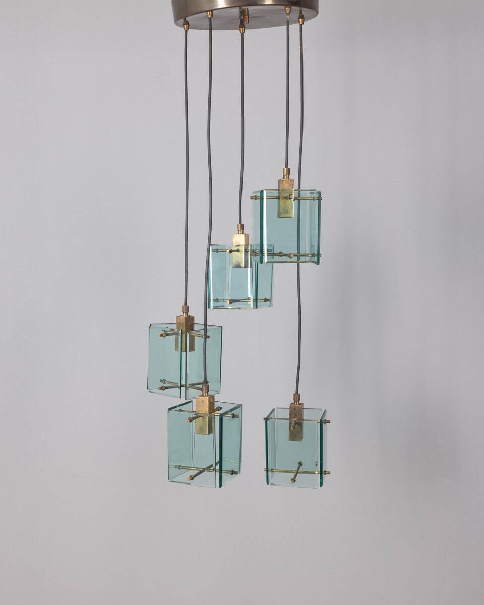 Lampadario vintage anni 60 in vetro design studio zeroquattro