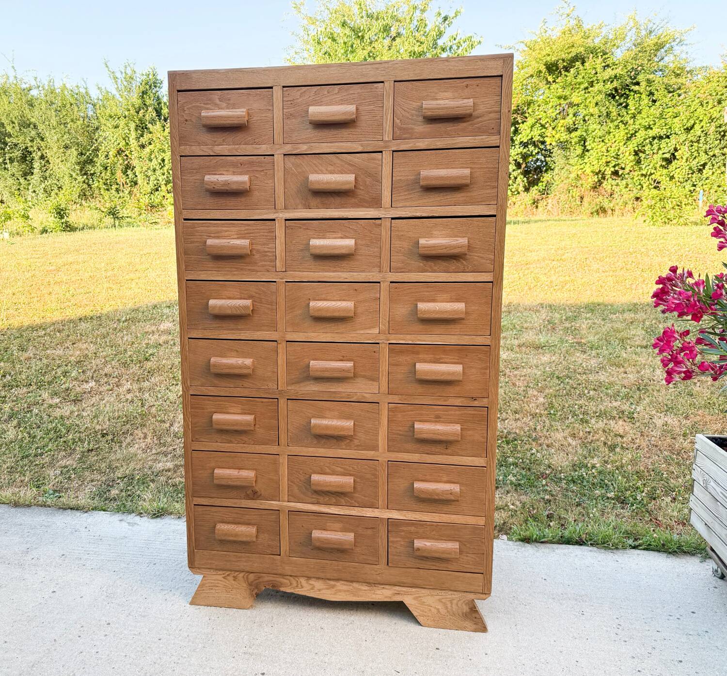 Oak craft cabinet, 24 drawers