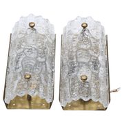 Glass wall lamp by Carl Fagerlund for Orrefors Sweden 1960s set of 2