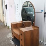 Vintage dressing table large round mirror
