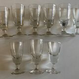 Set of 9 assorted 19th absinthe glasses