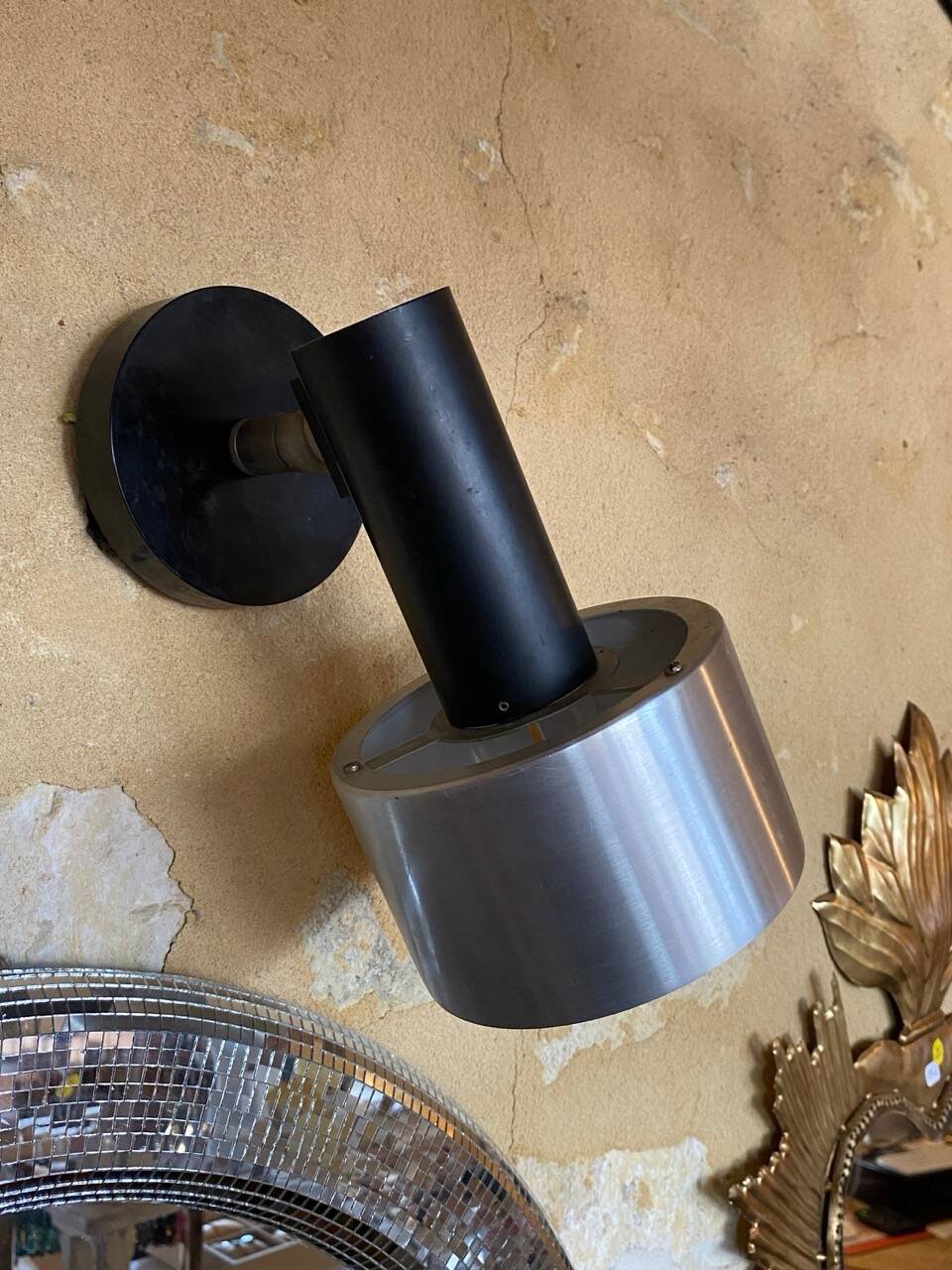 Pair of vintage adjustable wall sconces in brushed metal