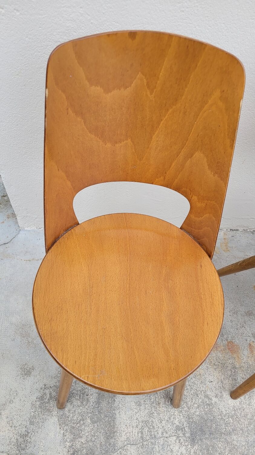 Series of 4 Baumann bistro chairs model Mondor 1950 vintage