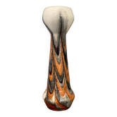 Vintage murano glass vase orange, white brown attributed to carlo moretti