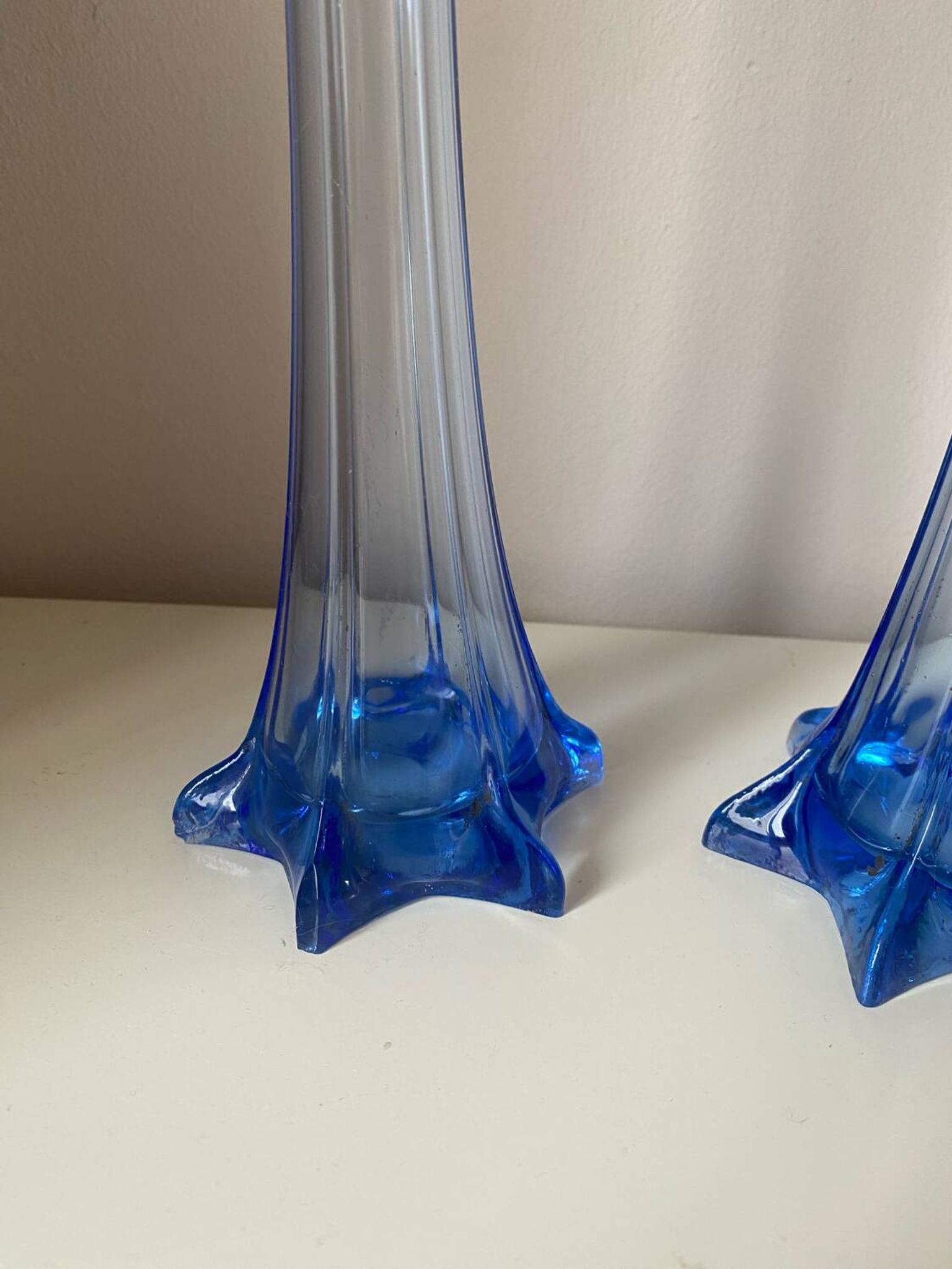 Pair of old blue soliflores