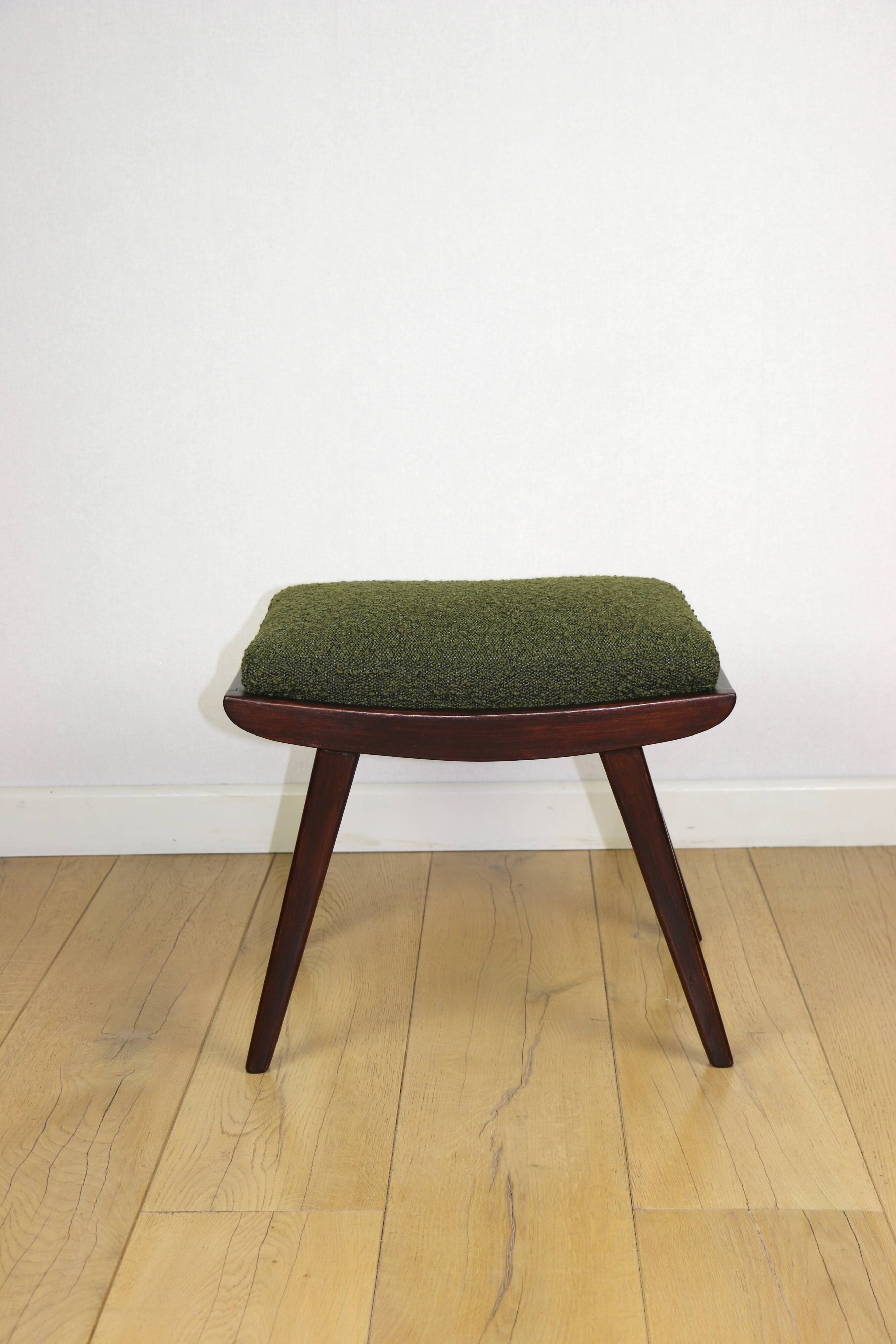 Green olive Art Deco stool seat - 1960s