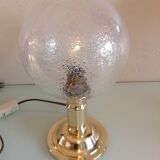 Brass bedside lamp and bubbled glass globe / vintage 60s-70s