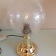 Lampe de chevet en laiton et globe en verre bullé vintage années 60-70