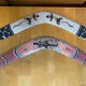 Paire boomerangs lanzarote bois peint lézards aborigène vintage