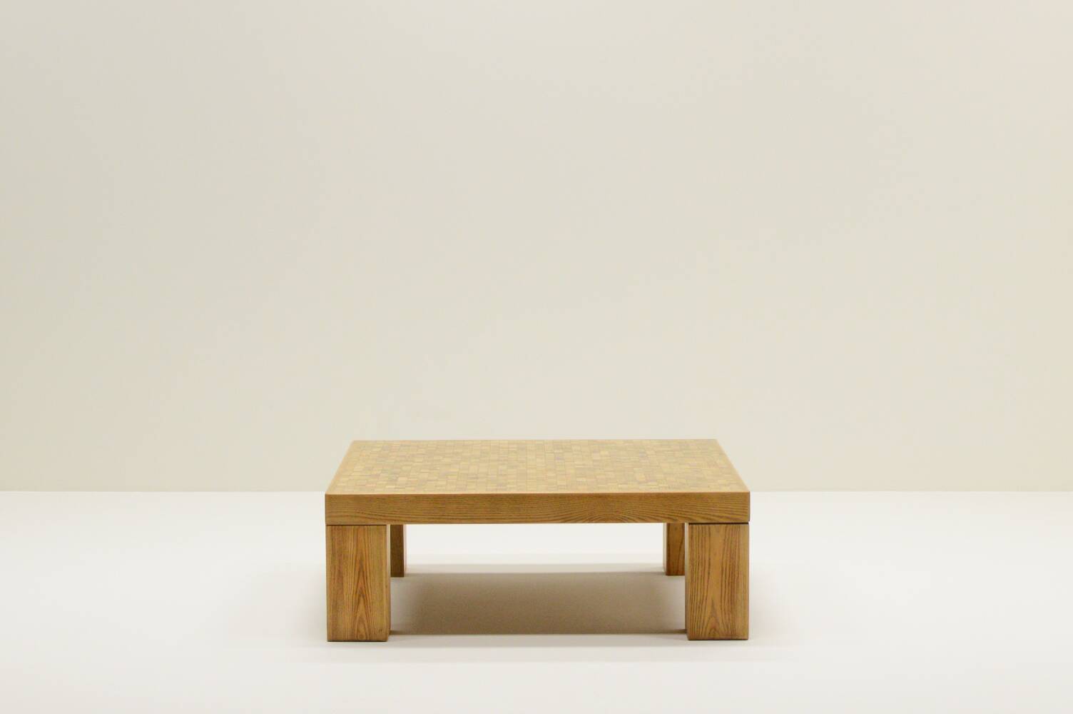 Square oak mosaic coffee table from Rolf Middelboe & Gorm Lindum for Tranekaer, Denmark 70s.