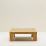 Square oak mosaic coffee table from Rolf Middelboe & Gorm Lindum for Tranekaer, Denmark 70s.
