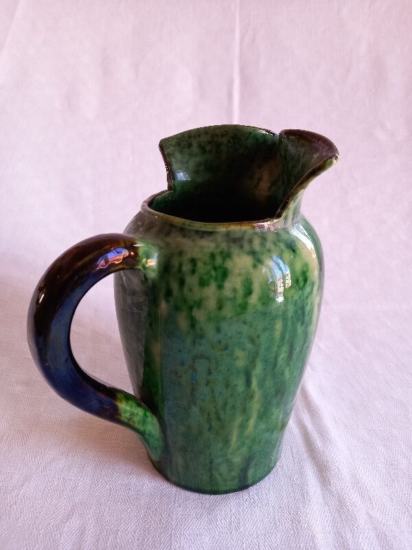 Pitcher "Vallauris" in glazed earth, green. AEGITN