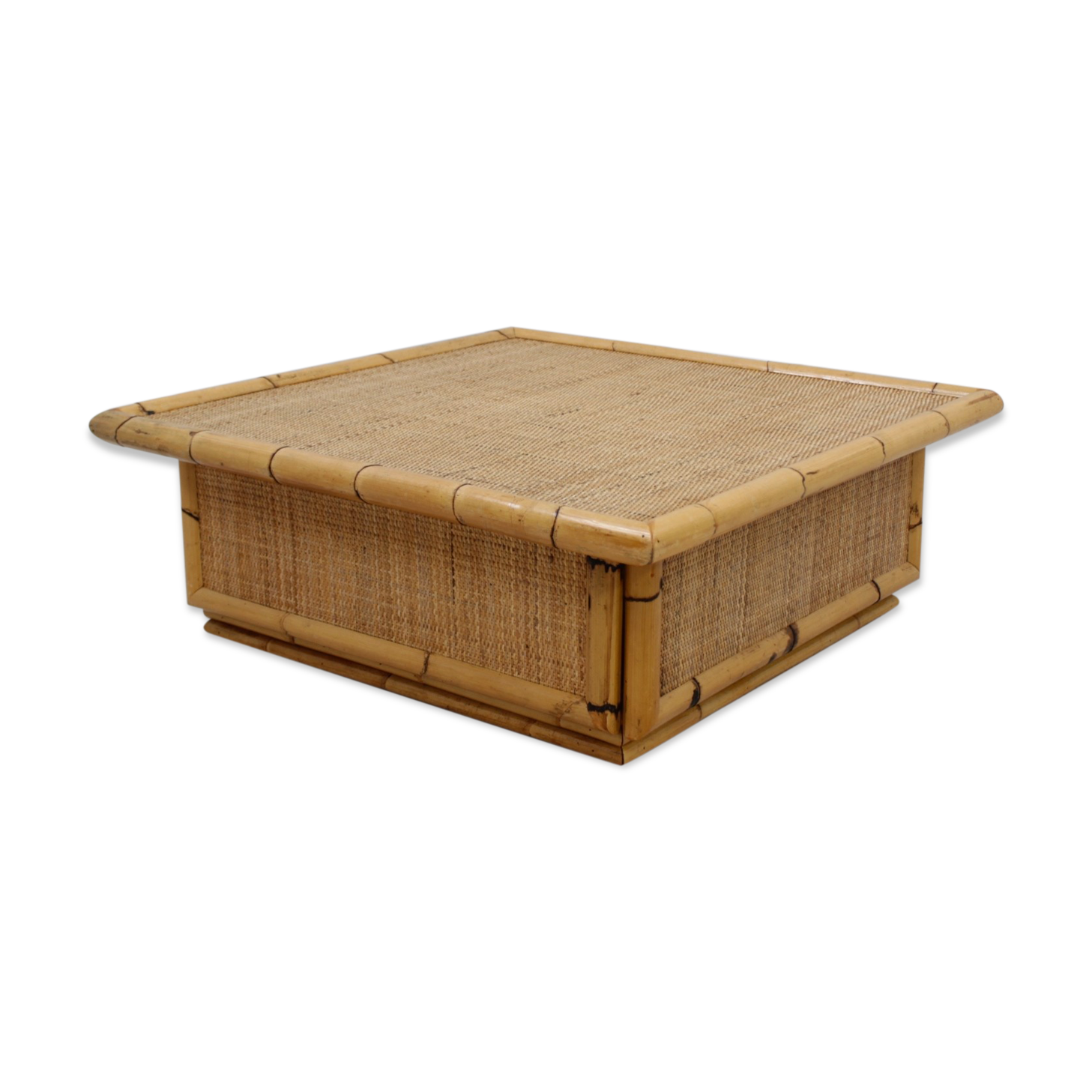 Vintage rattan coffee table dal vera 1960s