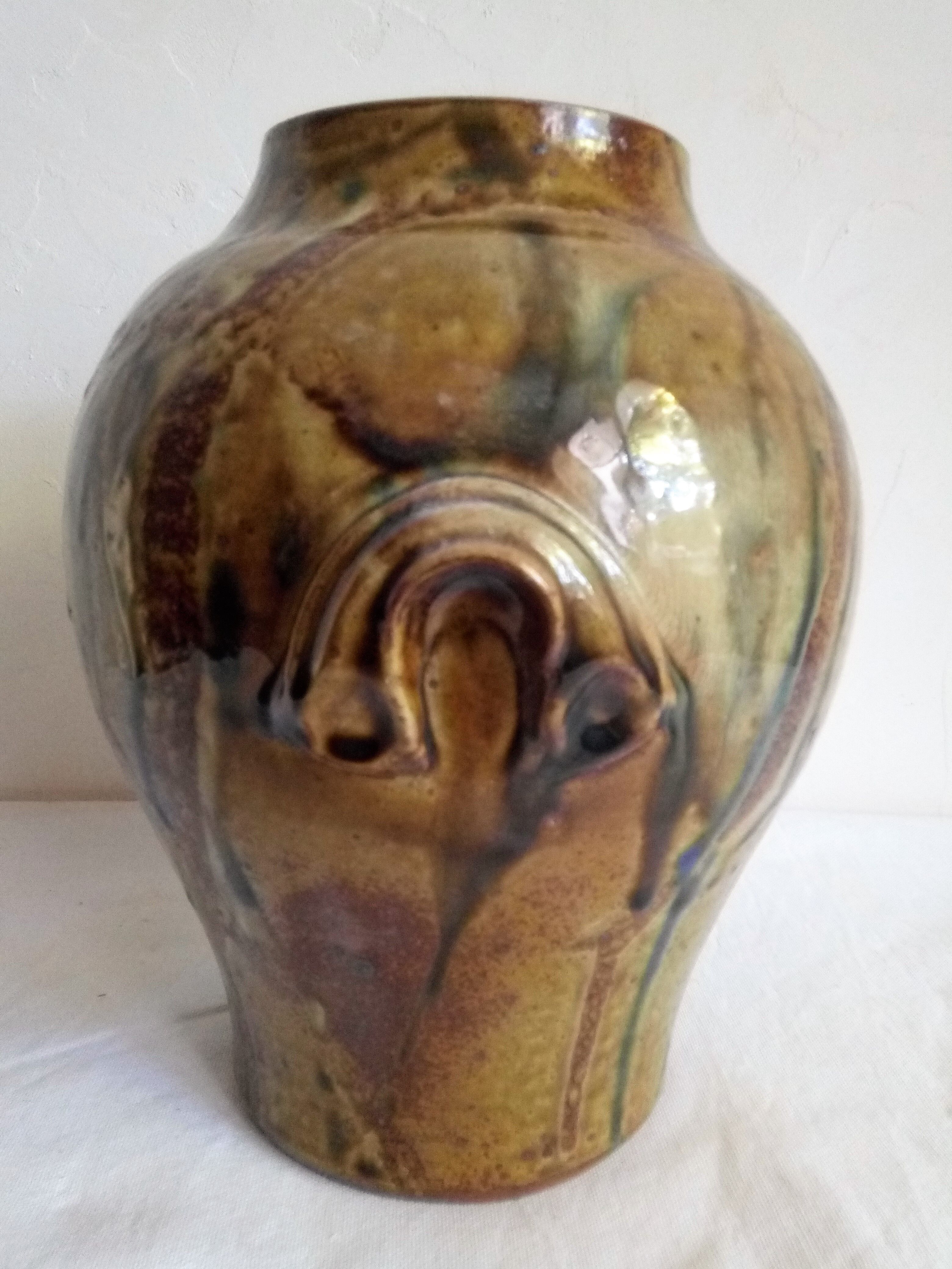 Enamelled sandstone vase from the 1970s