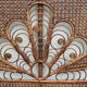Large vintage headboard in woven rattan fan / Peacock 180cm