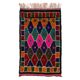 Multicolor Vintage Handmade Tulu Rug, Bohemian Eclectic Accent Rug, 100% Wool