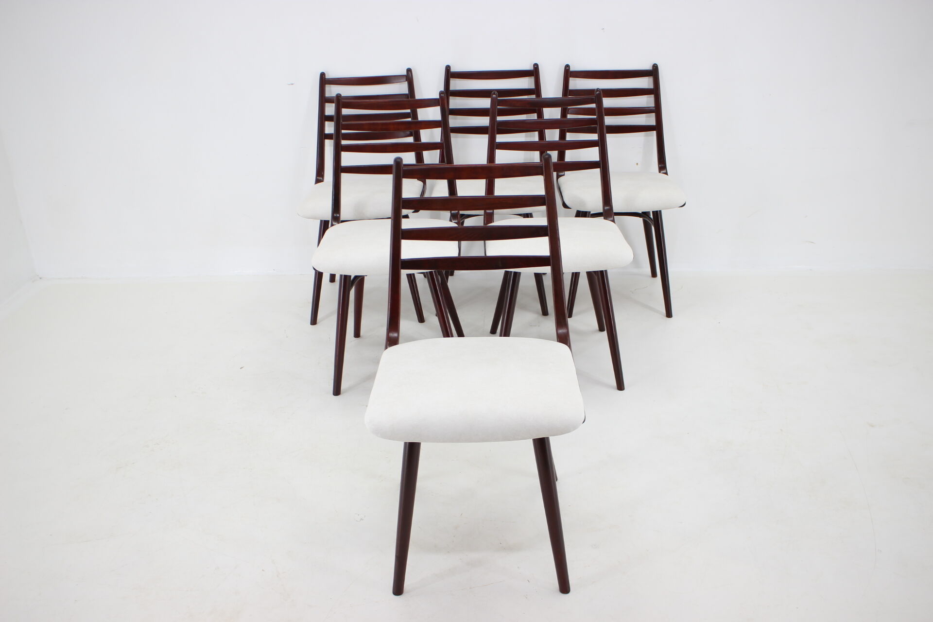 1970s Set of 6 Beech "Boomerang" dining chair ,Czechoslovakia