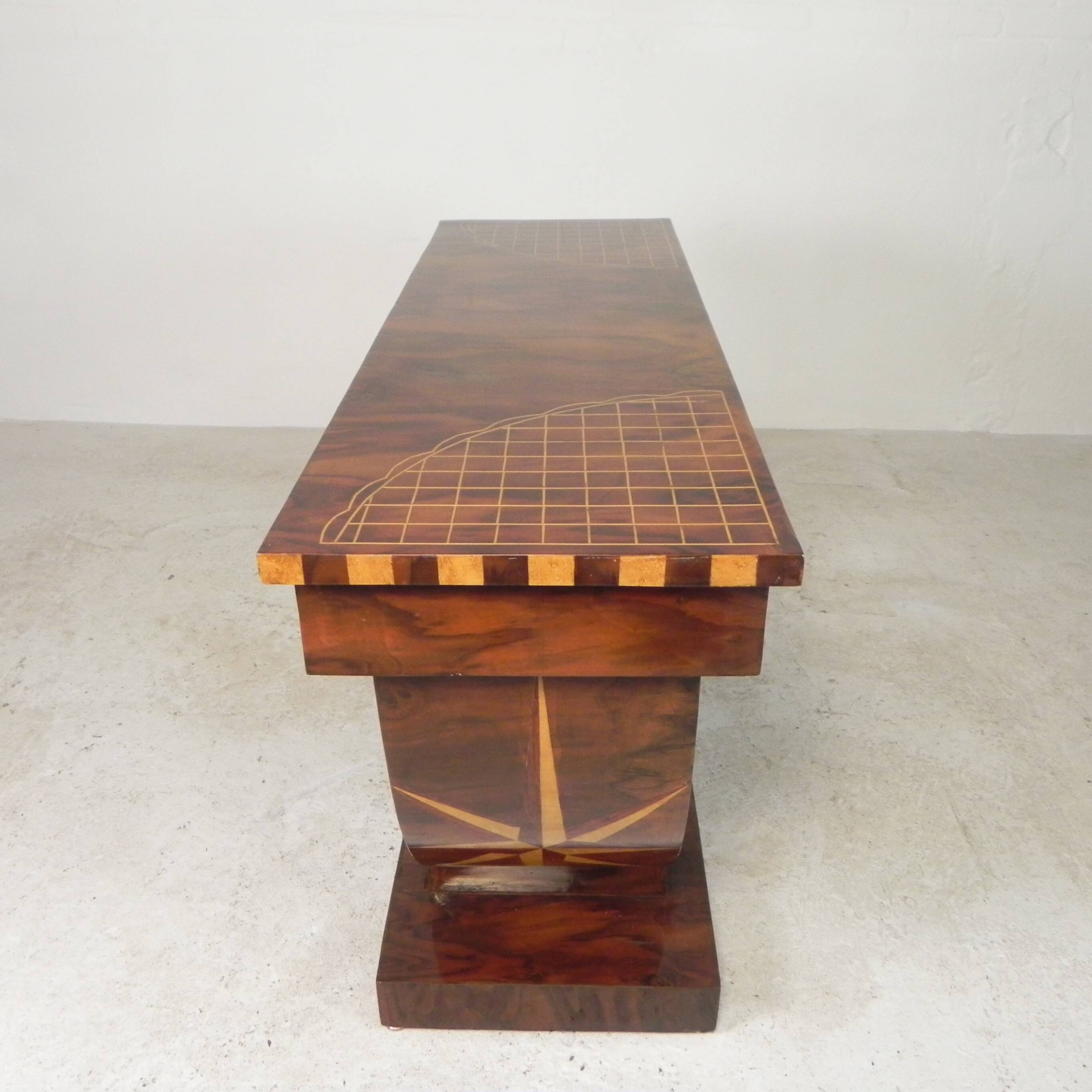 Art Deco style console table in wood marquetry