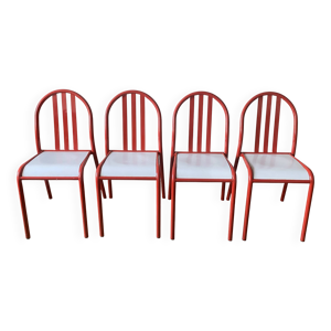 4 chaises métal rouge