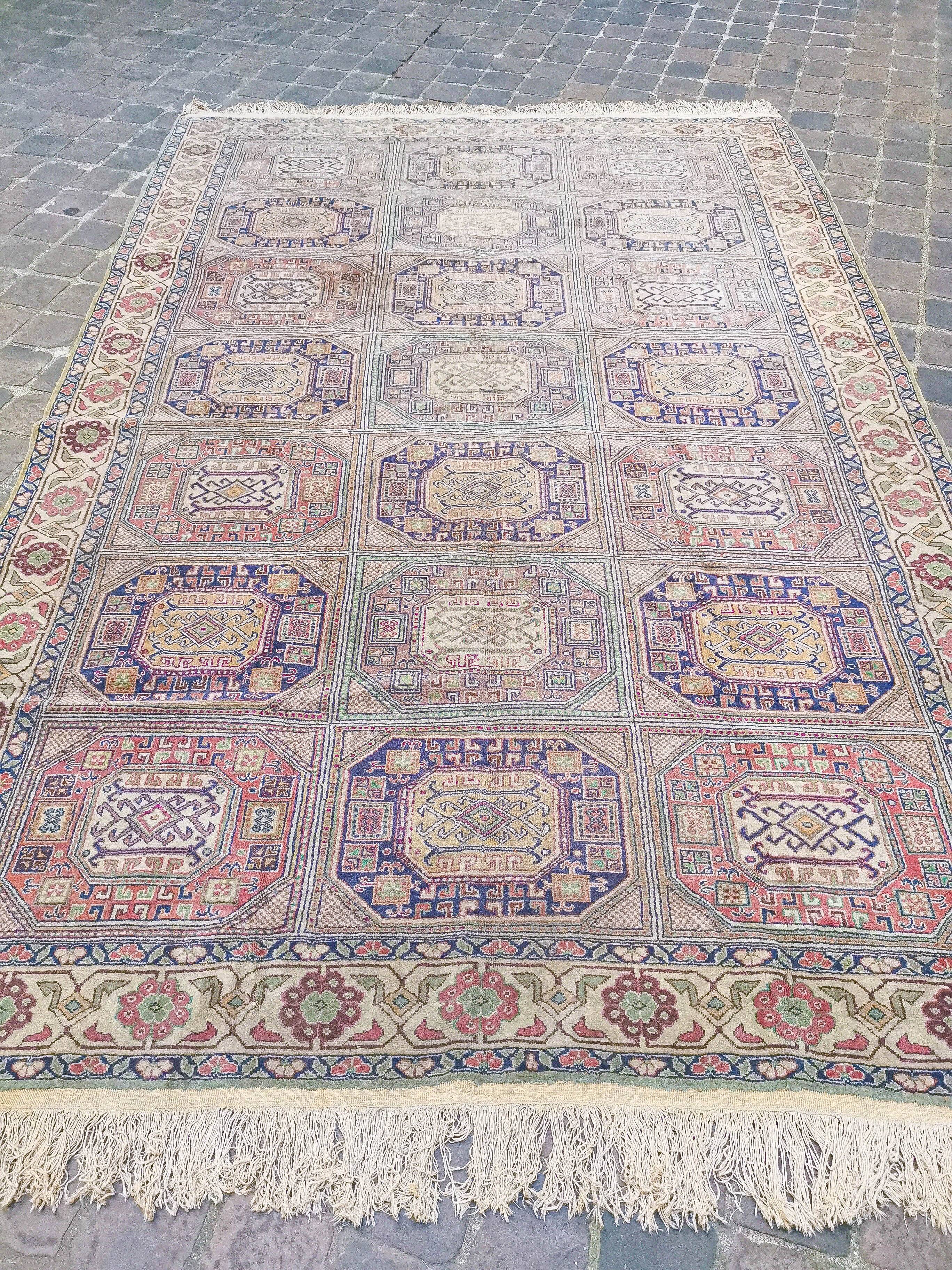Turkish vintage handmade oriental rug Caesarea 3 x 2 m