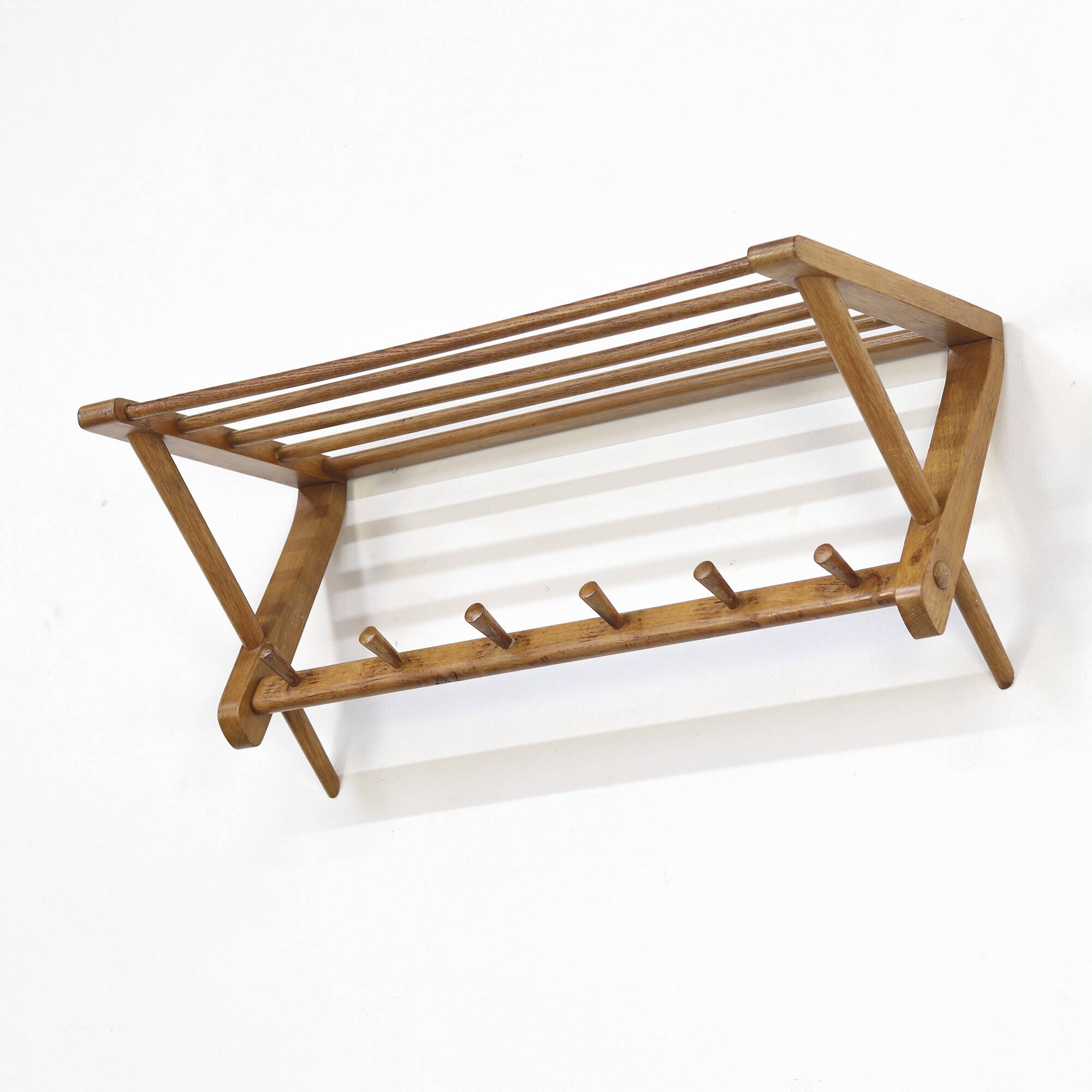 Vintage Mid-Century Design Coatrack from Oak
