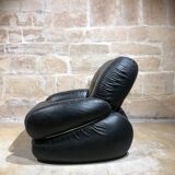 Paire de fauteuils en cuir noir d'Adriano Piazzesi