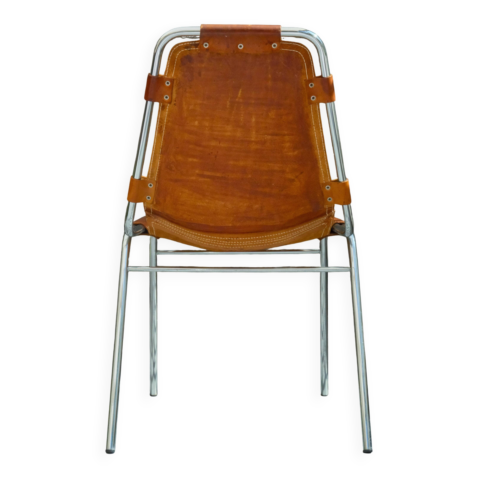 Chair Les Arcs Charlotte Perriand – Vintage patinated leather from the 60s/70s