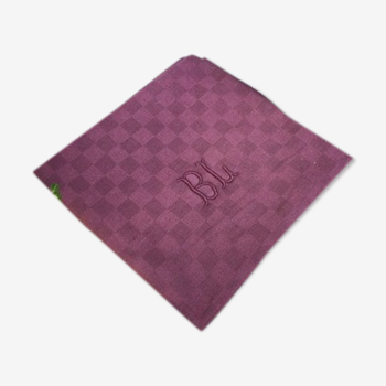 Old plum-colored table napkins monogram BL