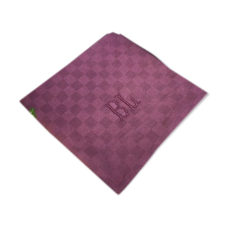 Old plum-colored table napkins monogram BL